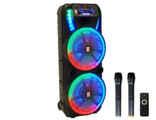 MR DJ HOLLYWOOD Dual 15" Rechargeable Portable Bluetooth Karaoke Speaker Party