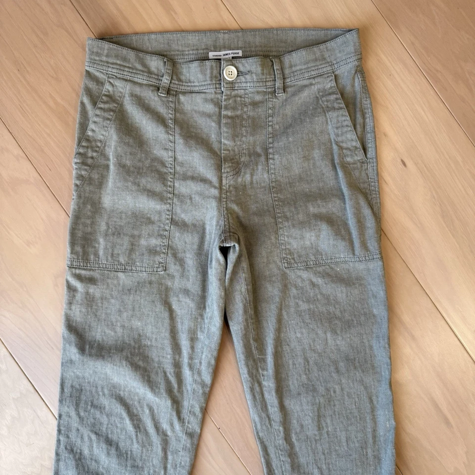 Стандартные льняные брюки James Perse 30 серые хлопковая смесь минималистские California - Изображение 3 из 4
