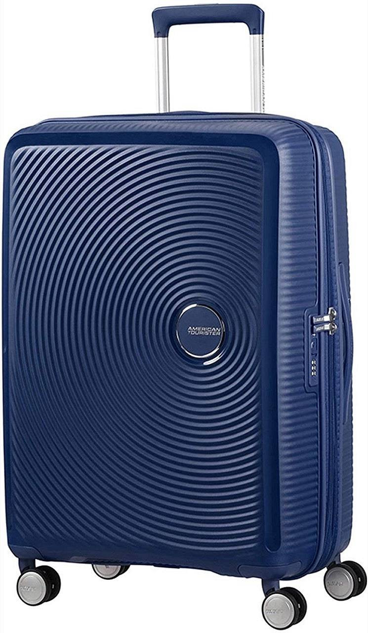 American Tourister Soundbox Spinner 67cm Exp Blu - Valigie Trolley Medio