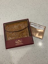 Patricia Nash Kisslock Wallet Grain Leather Reiti Box Cognac Brown NEW