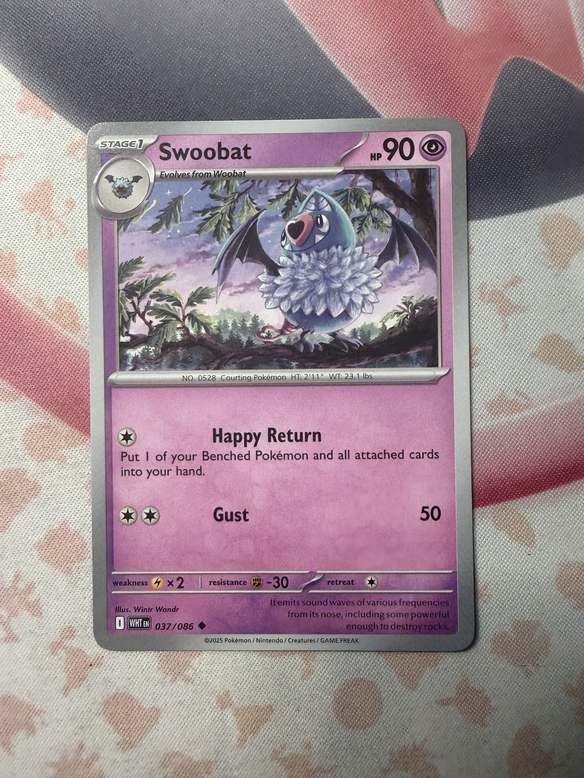 Swoobat Uncommon SV: White Flare 037/086 NM English Pokemon Card
