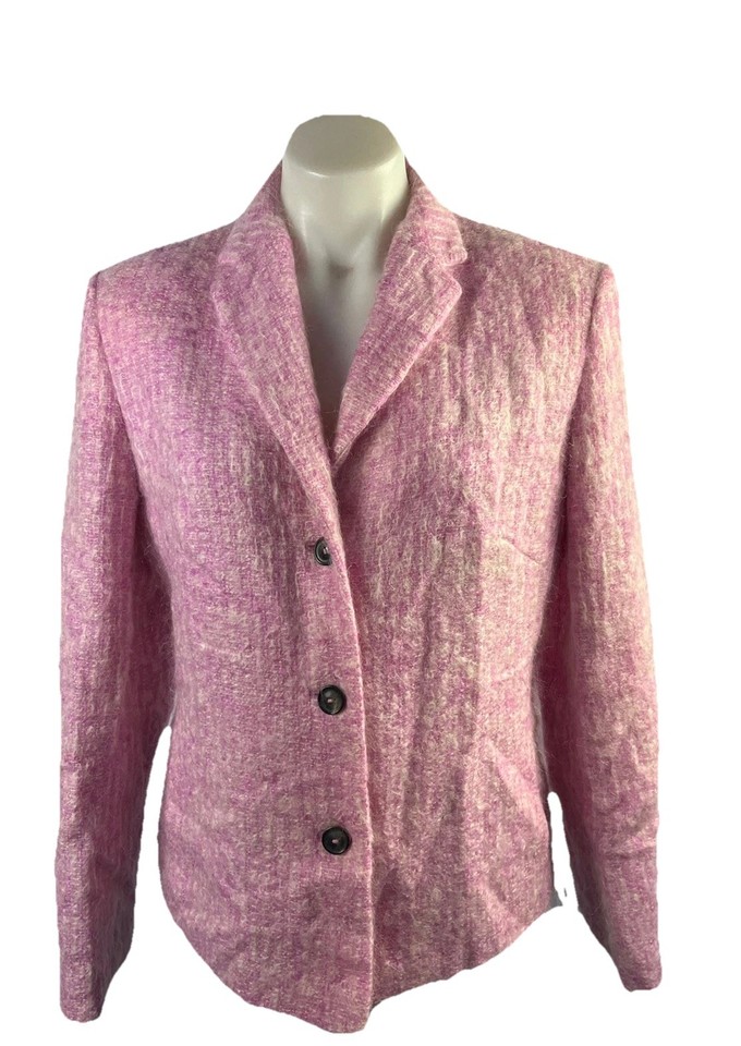 LAUREL German Designer Pink Mohair & Wool Blend Jacket Size EUR.40/12-14