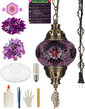 Beginner-Friendly DIY Turkish Mosaic Hanging Lamp Kit - Purple Glass Craft