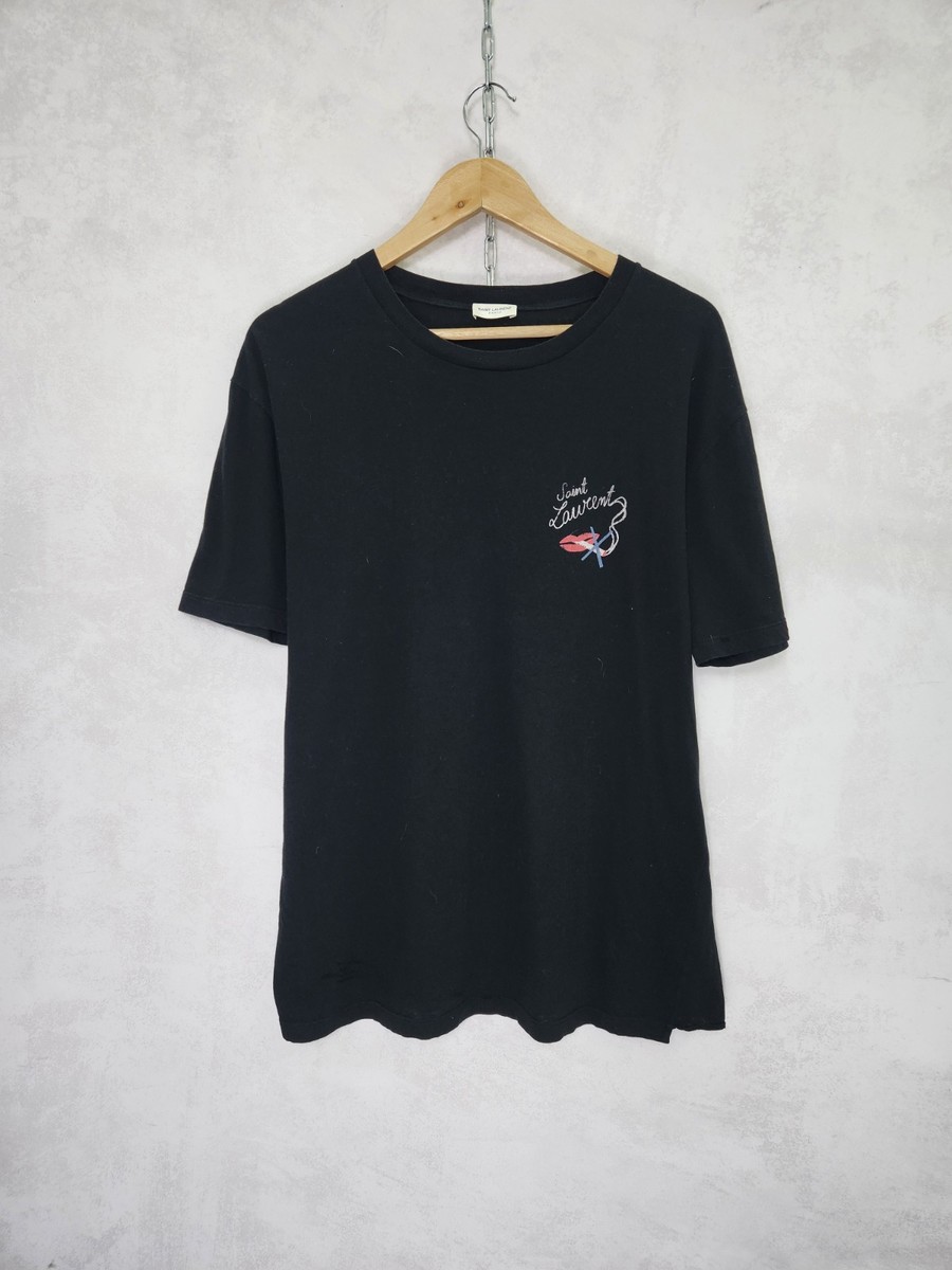 SS17 Saint Laurent black no smoking print cotton t shirt S | eBay