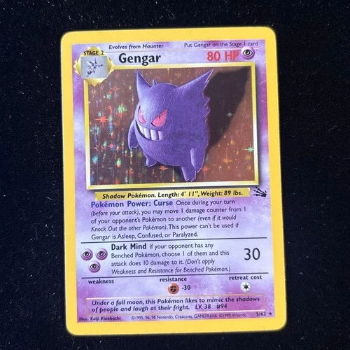 New ListingPokemon Card Vintage Gengar Fossil 5/62 Holo Foil 1st Edition Near Mint