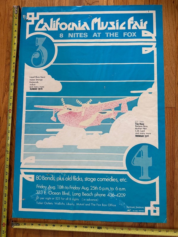 Vintage / Original California Music Fair  Concert Poster