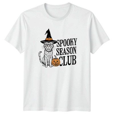 Spooky Season Club Halloween Katze Hexe Kürbis Herren Damen Grafik T-Shirt
