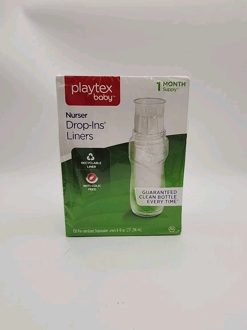 2 Boxes Playtex Baby Nurser Drop-In Baby Bottle Liners 8-10 oz 150 ct New Sealed