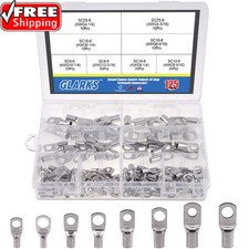 125Pcs Marine Grade Heavy Duty Tinned Copper Wire Lugs Battery Cable Ends Eyelet