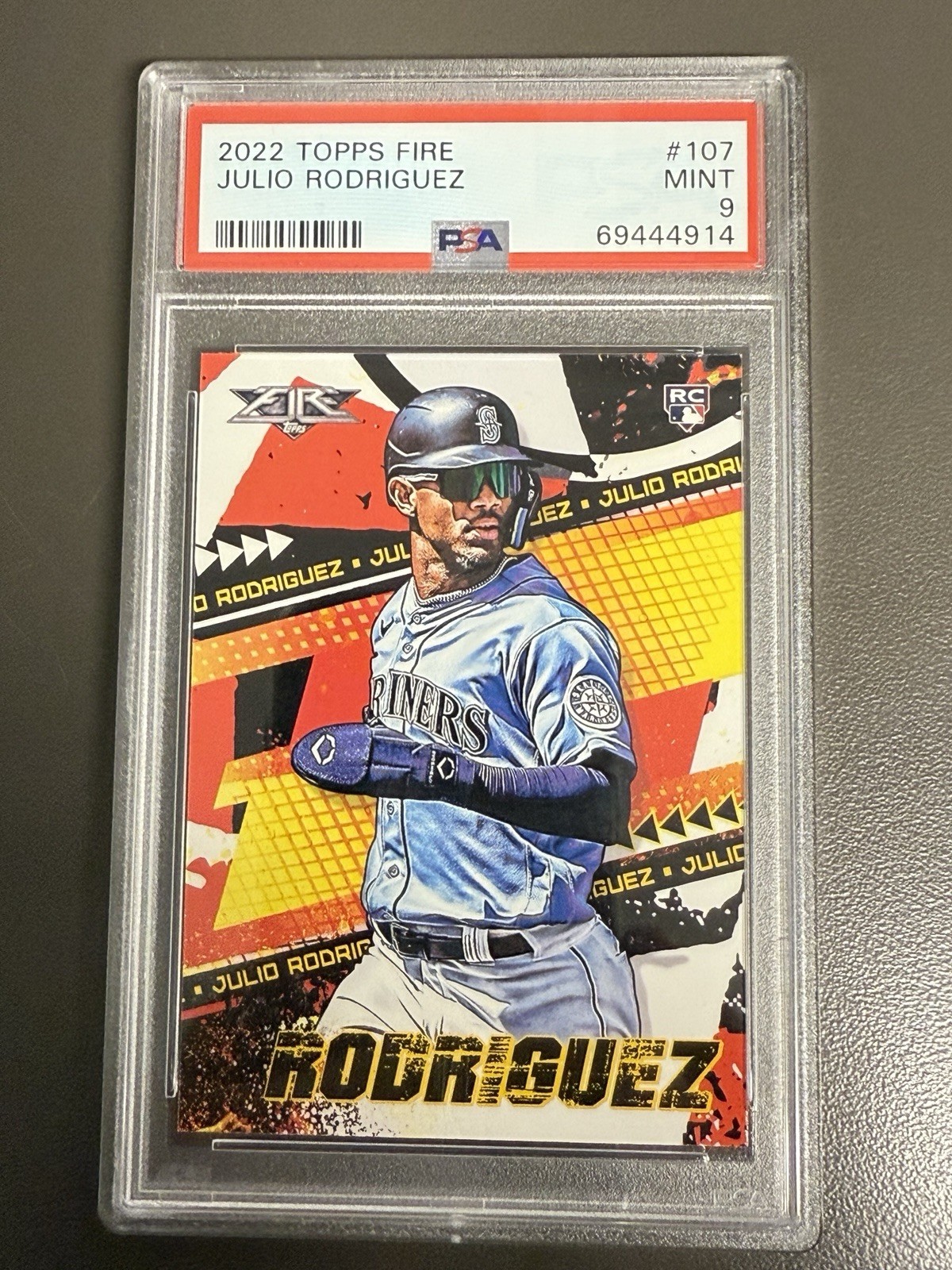 2022 Topps Fire - Julio Rodriguez #107 (RC) PSA 9