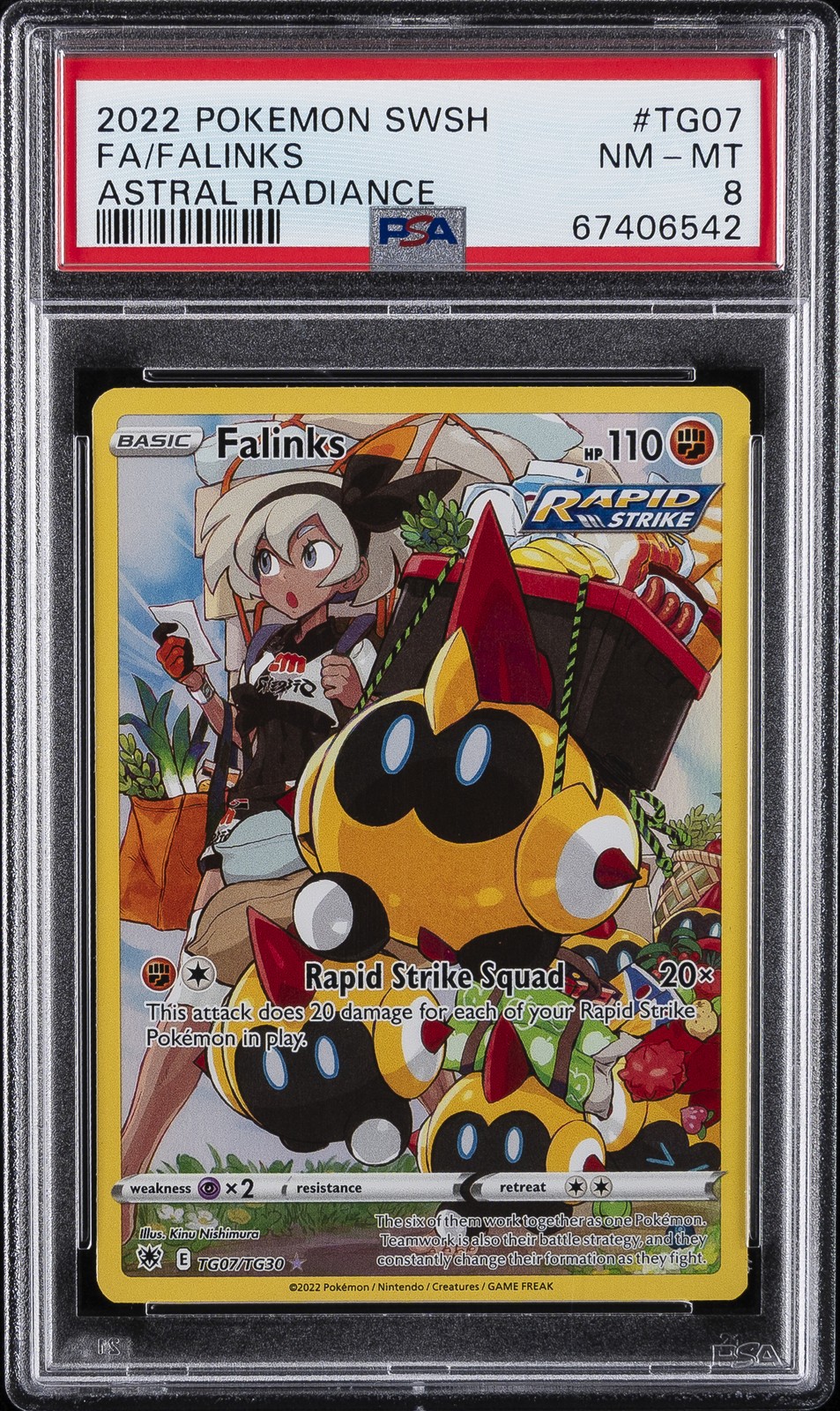 2022 POKEMON SWORD & SHIELD ASTRAL RADIANCE #TG07 FULL ART/FALINKS PSA 8