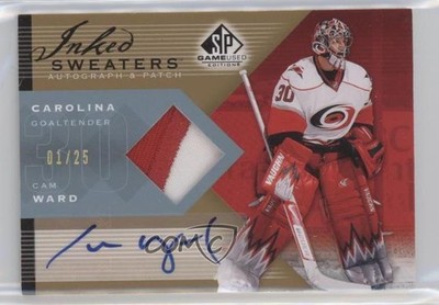 2007-08 SP Game Used Edition Inked Sweaters 1/25 Cam Ward #IS-CW Patch Auto 8tn
