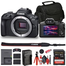 Canon EOS R100 Mirrorless Camera 6052C002 Bag 64GB Card LPE17 Battery
