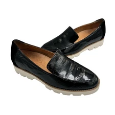 Vionic 8 WIDE Kensley Black Patent Leather Suede Slip On Lug Sole Comfort Loafer