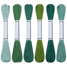 6 PCS Sashiko Thread Skein 55 Yards Green Cotton Japanese Embroidery Set
