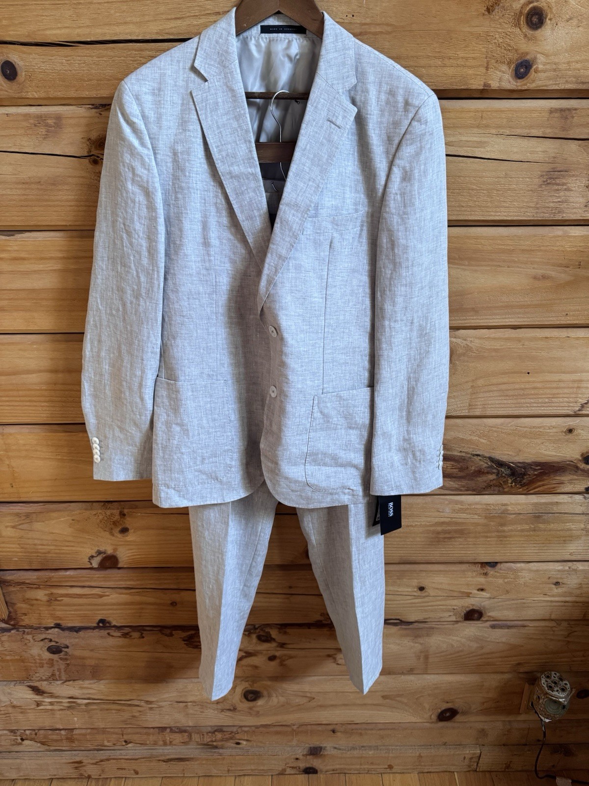Boss Tan Janon/Lenon Suit Blazer/Pant Set 40R 100% Linen EUC