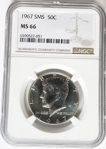 1967 50c SMS Kennedy Silver Half Dollar Fifty Cents MS66 NGC