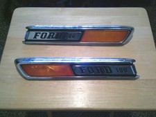1968-72 Ford F-100 Truck Hood Emblems Reflectors One Pair Lhrh Oem Nice