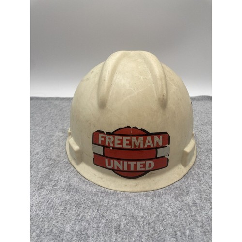 Sombrero duro Freeman United logotipo vintage minería de carbón blanco MSA V-Gard Buckheart 17 - Imagen 2 de 10