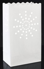 White Sunburst Luminary Bags 10 Count Wedding Party Christmas Holiday Decor
