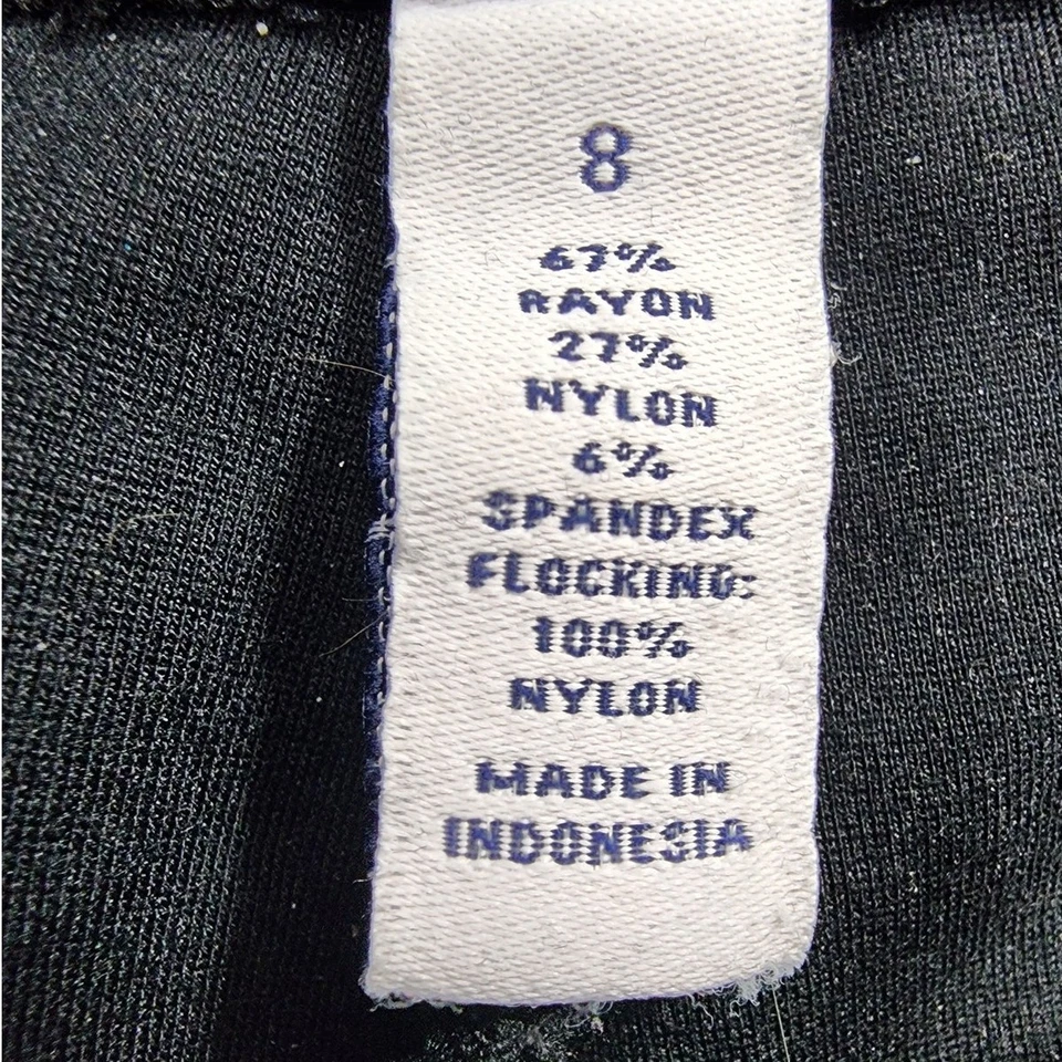 Pantalones Charter Club para mujer 8 negros de terciopelo jacquard tiro medio ajustados elásticos al tobillo Foto 4 de 4