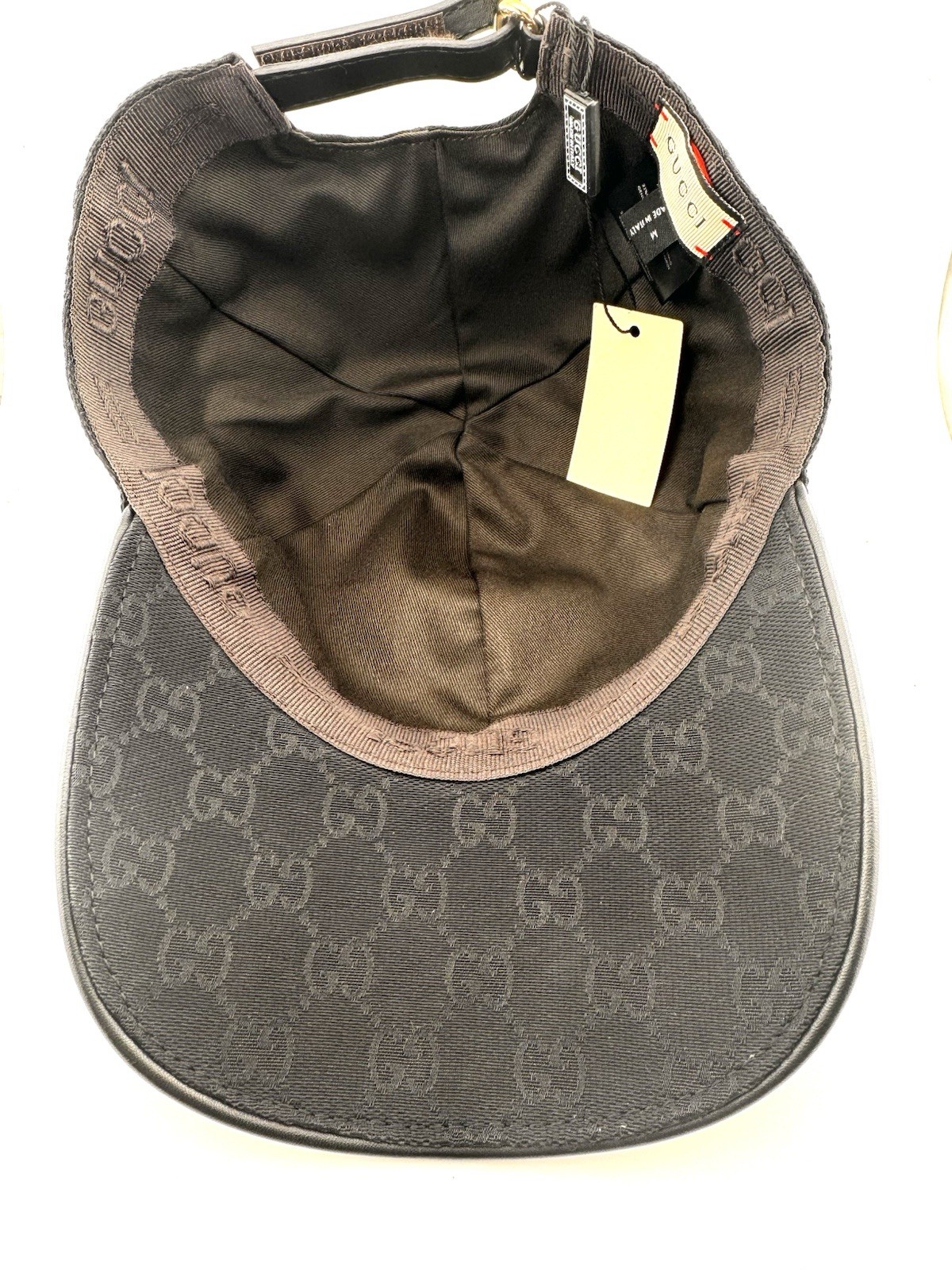 Gucci Web Detail Black Logo Print Adjustable Baseball Cap Sz M NWT paid $360  thumbnail 11