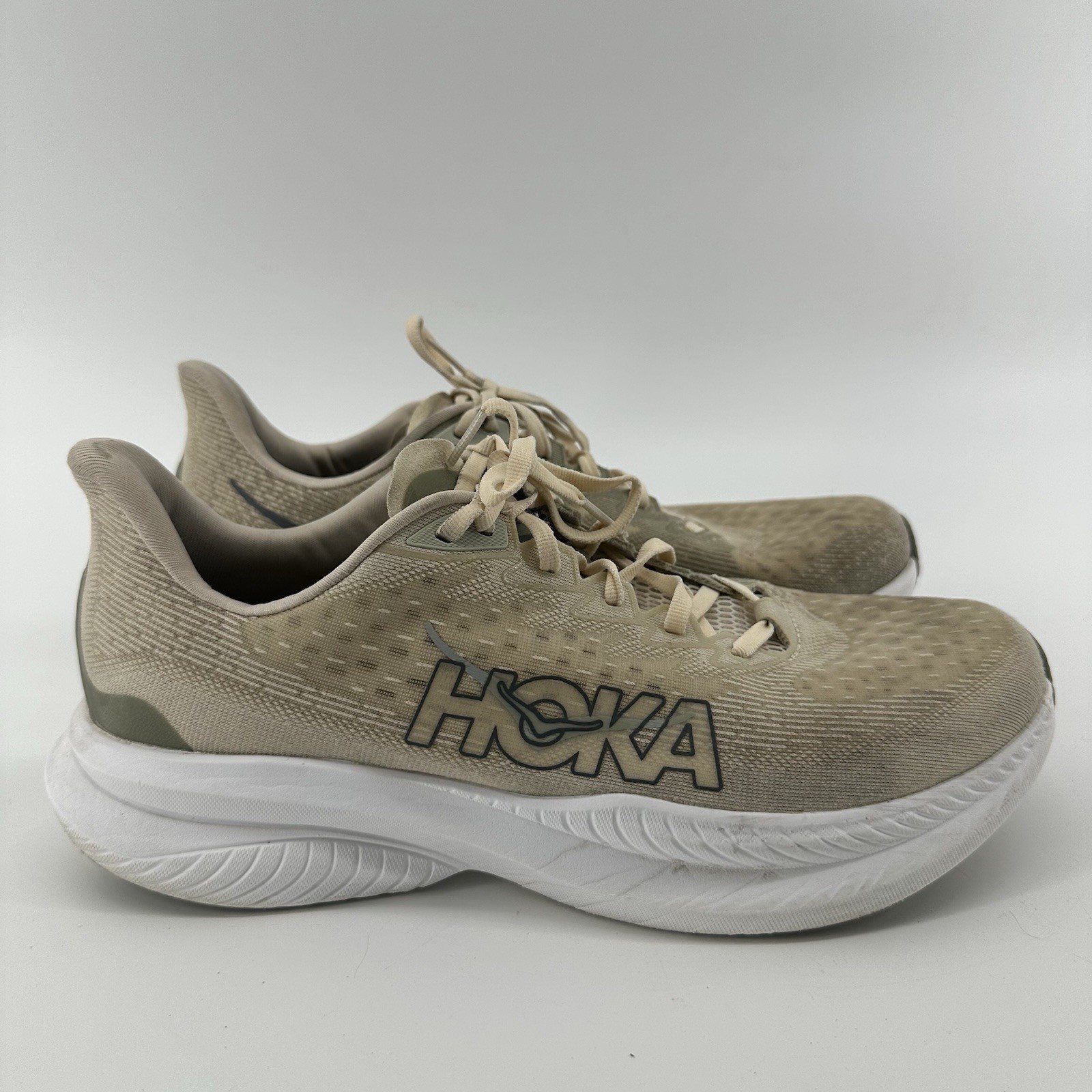 SAOLA Scarpe Hoka One One Mach 6 uomo 11 D beige da corsa avena latte orzo 1147790 OKB