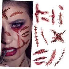 20 Sheets Body Face Fake Halloween Makeup Kit, Halloween Temporary Tattoos Scar