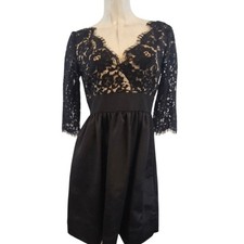Eliza J Black Size 6 Empire Waist  Lace Sleeve Dress Cocktail