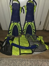 Aqua Lung Sport Snorkel Set Blue/Yellow with Fins, Mask, Snorkel Bag