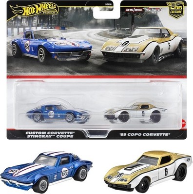 1:64 Hot Wheels 2024 Premium 2-Pack Chevrolet Custom Corvette Stingray + Copo Co