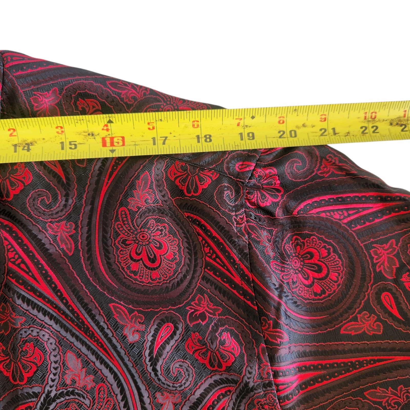 Barry Wang Silk Blend Long Sleeve Party Dress Shirt Sz XL Red Black Paisley