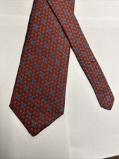 Brooks Brothers Makers Tie Red Rust Foulard Micro Chain Spot Silk 3.75x55