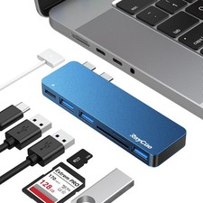 RayCue USB C Hub Adapters for MacBook Pro/MacBook Air M1 M2 M3 6 IN 1, blue