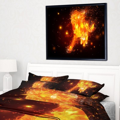 Designart ''Abstract Running Fire Horse'' Animal Framed Canvas  Small