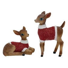 Transpac Resin Winter Deer with Sweaters Set TC05059