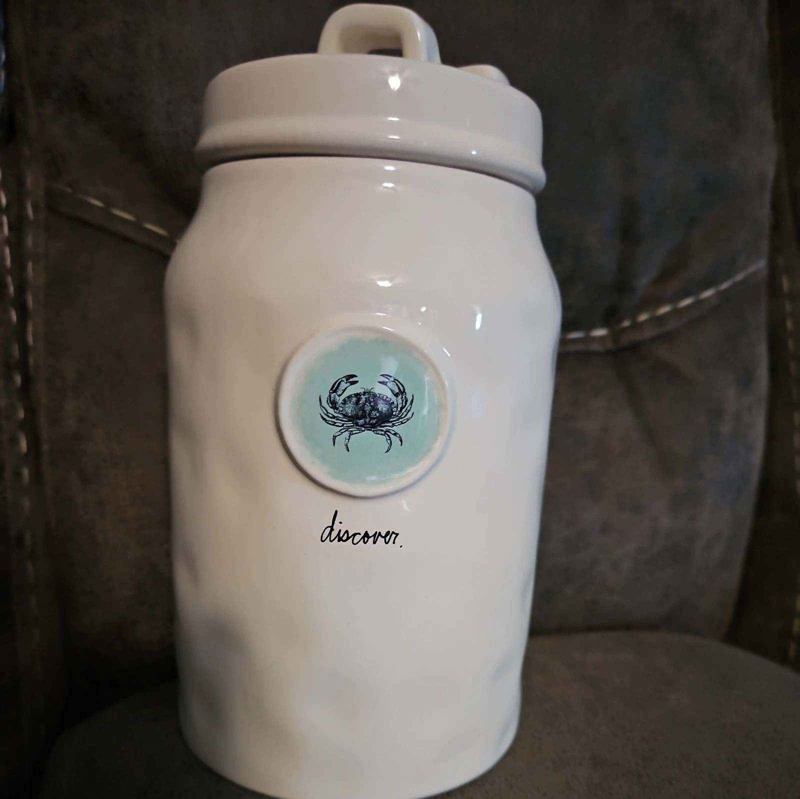 Rae Dunn Artisan Collection by Magneta “Discover” Canister Nautical 4.5” x 6”