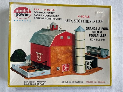 #ad MODEL POWER NO. 1517 N SCALE BARN SILO amp; CHICKEN COOP KIT NEW IN SEALED BOX $28.95