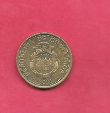 COSTA RICA KM229a 2001 XF-SUPER FINE CIRCULATED 25 COLONES LARGE COIN