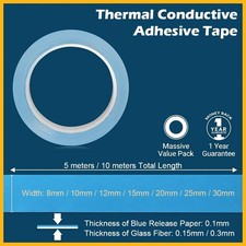5m Doppelseite Thermal Leitf&auml;higes Klebeband 8-30mm Breite Blau Hitze Transfer