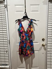 Bright Vibrant Floral Summer Mini Dress Size S Adjustable Tie Straps Vacation