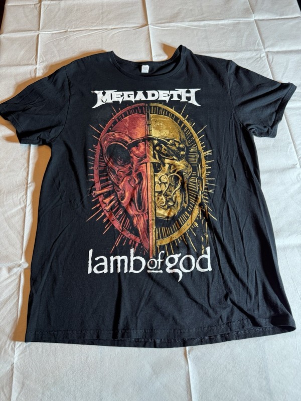 Black L Megadeth Lamb of God Tour T-Shirt Double-Sided Size Large