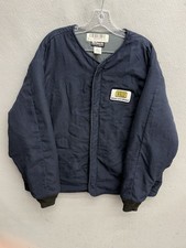 Bulwark FR Jacket Mens 3XL Blue Flame Resistant Snap Button Workwear Coat