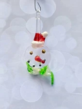 Vintage Spun Glass Snowman head    Christmas Ornament  EUC