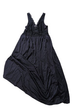 Luxurious Shadowline Women's Nightgown Size Large Black Lace Faux Pearls senual