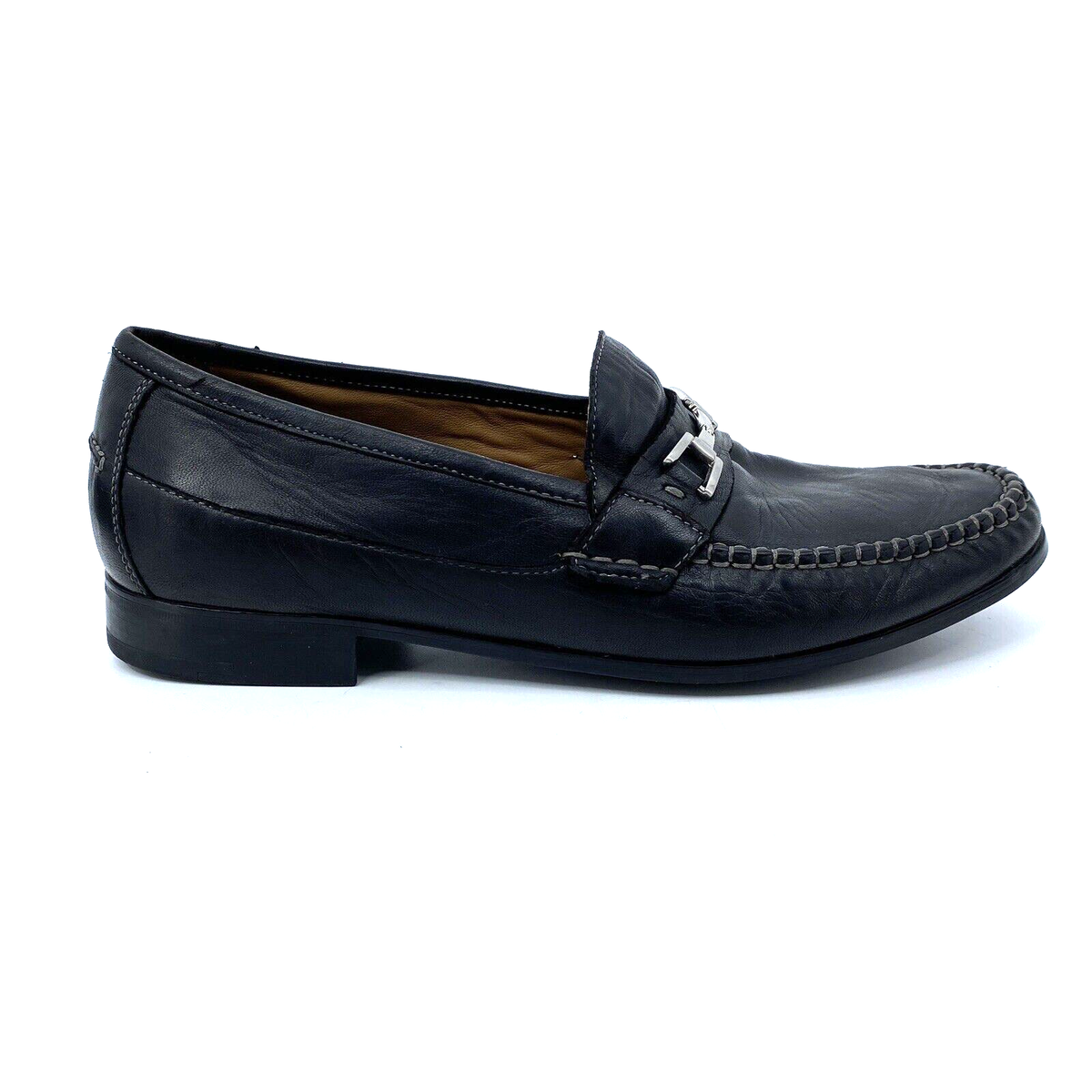 Men’s M Johnston Murphy Black Leather Horsebit Sheepskin Loafers 20-3345
