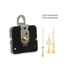 Clock Movement Mechanism With 3 1/8" Gold Serpentine Hands for 1/2" thick dials