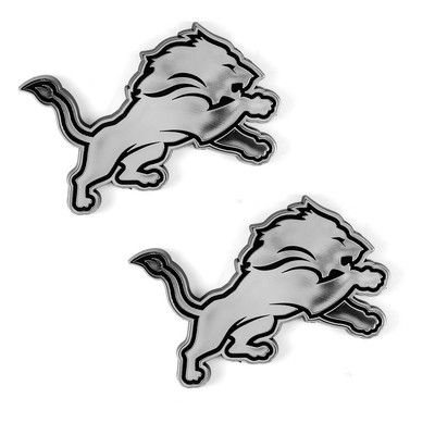 New 2pc NFL Detroit Lions 3-D Chrome Plastic Car Truck Auto Emblem Decal