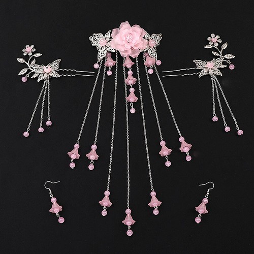 Flower Tassels Stick Hairpin Hair Clasp Earrings Headwear Hair Accessories - Picture 6 of 20
