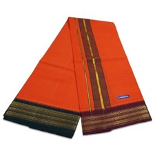 Men's Pure Cotton Dhoti, Lungi 2 Meter Colour Dhoti Orange 2 meter